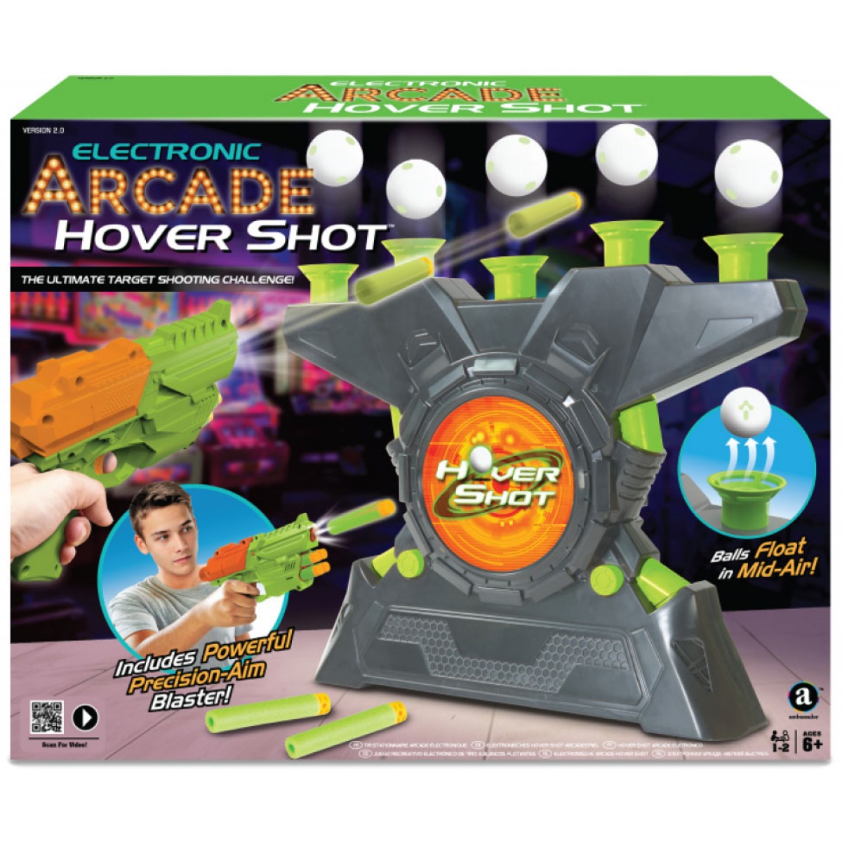 Electronic Arcade Hover Shot (GITD, Grey & Green) - Carnival Games