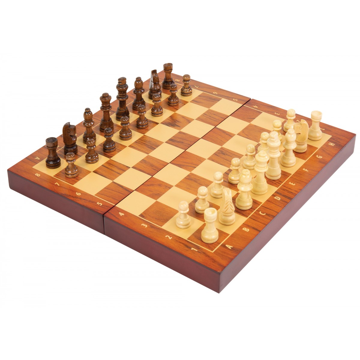29x29cm Premium Folding Wood Chess Set Built in Storage & Round Extra Pieces