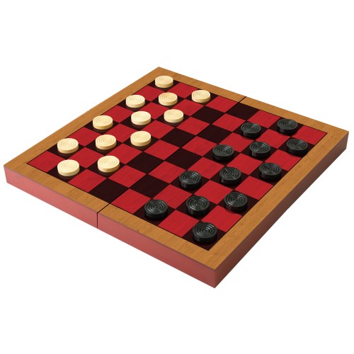 Folding Wood Checkers Set Classic Games