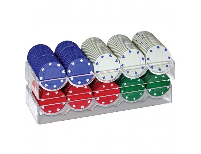 ProPoker 200 Poker Chips In Tin Case With Felt Mat