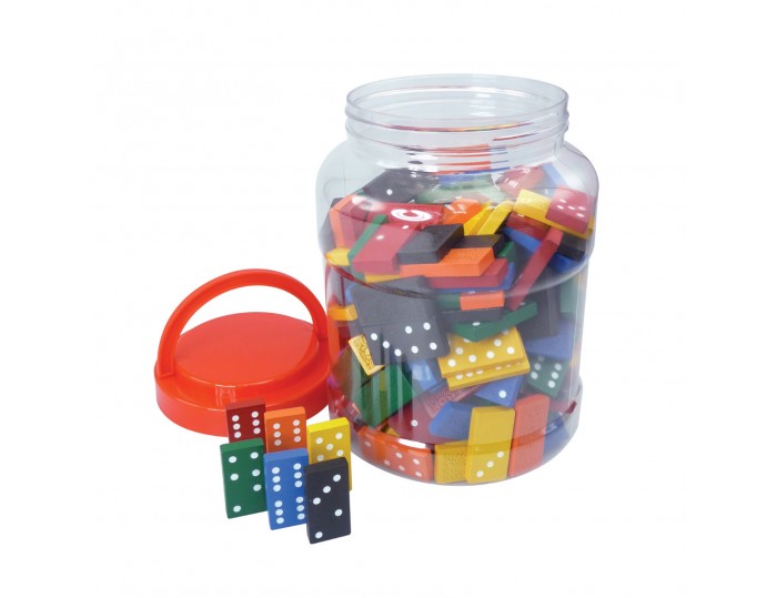 Classic Games Collection - 168 Colored Wood Dominoes in Tub