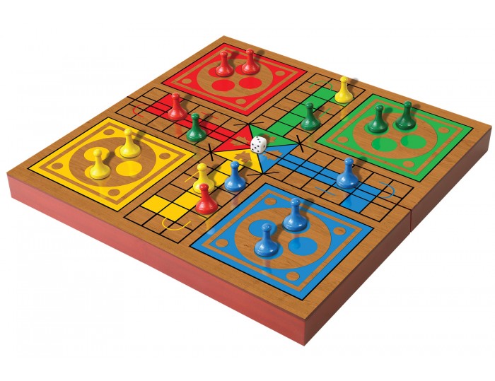 Folding Wood Ludo Set 