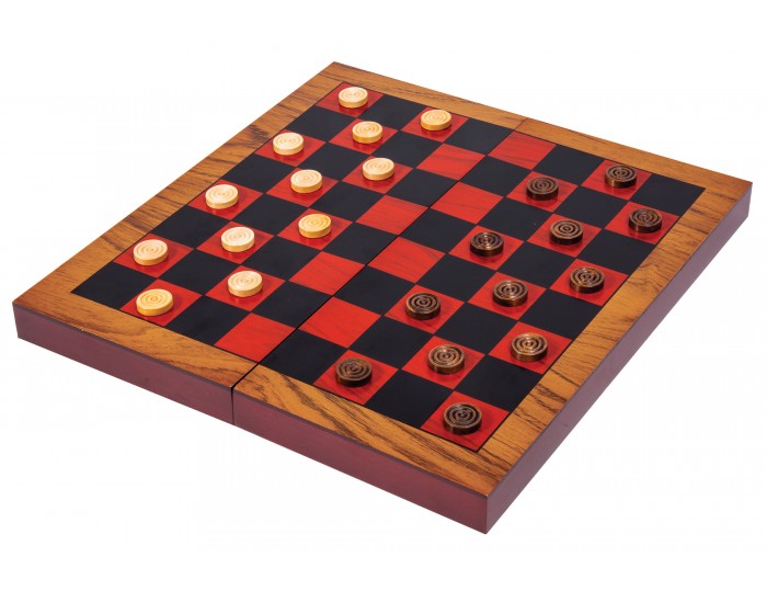 Folding Wood Backgammon & Checkers Set 