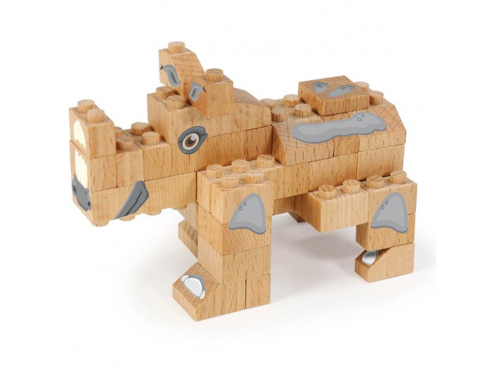 WWF Wood Brick Collectible Figures - Rhino