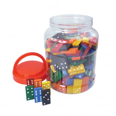 Classic Games Collection - 168 Colored Wood Dominoes in Tub