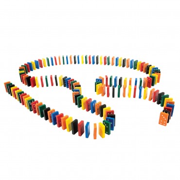 168 Colored Wood Dominoes in Tub