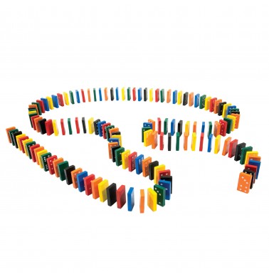 168 Colored Wood Dominoes in Tub
