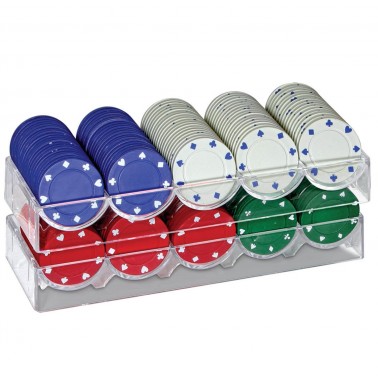 ProPoker 200 Poker Chips In Tin Case With Felt Mat