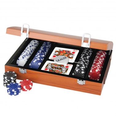 ProPoker 200 11.5g Poker Chips In Rose Wood Case