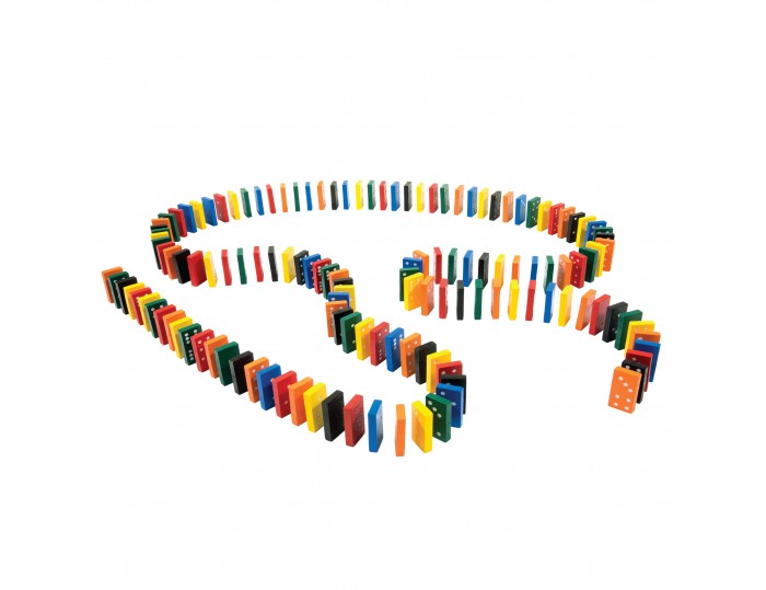 168 Colored Wood Dominoes in Tub