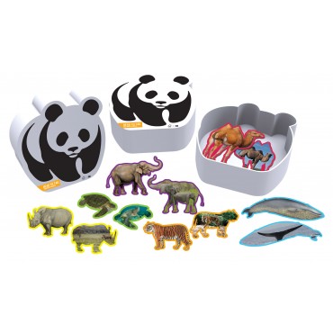 WWF 12 Animal Shaped Puzzles in Panda Box