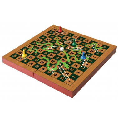 Folding Wood Snakes & Ladders Set 