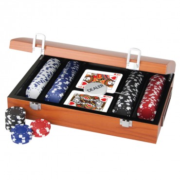 ProPoker 200 11.5g Poker Chips In Rose Wood Case
